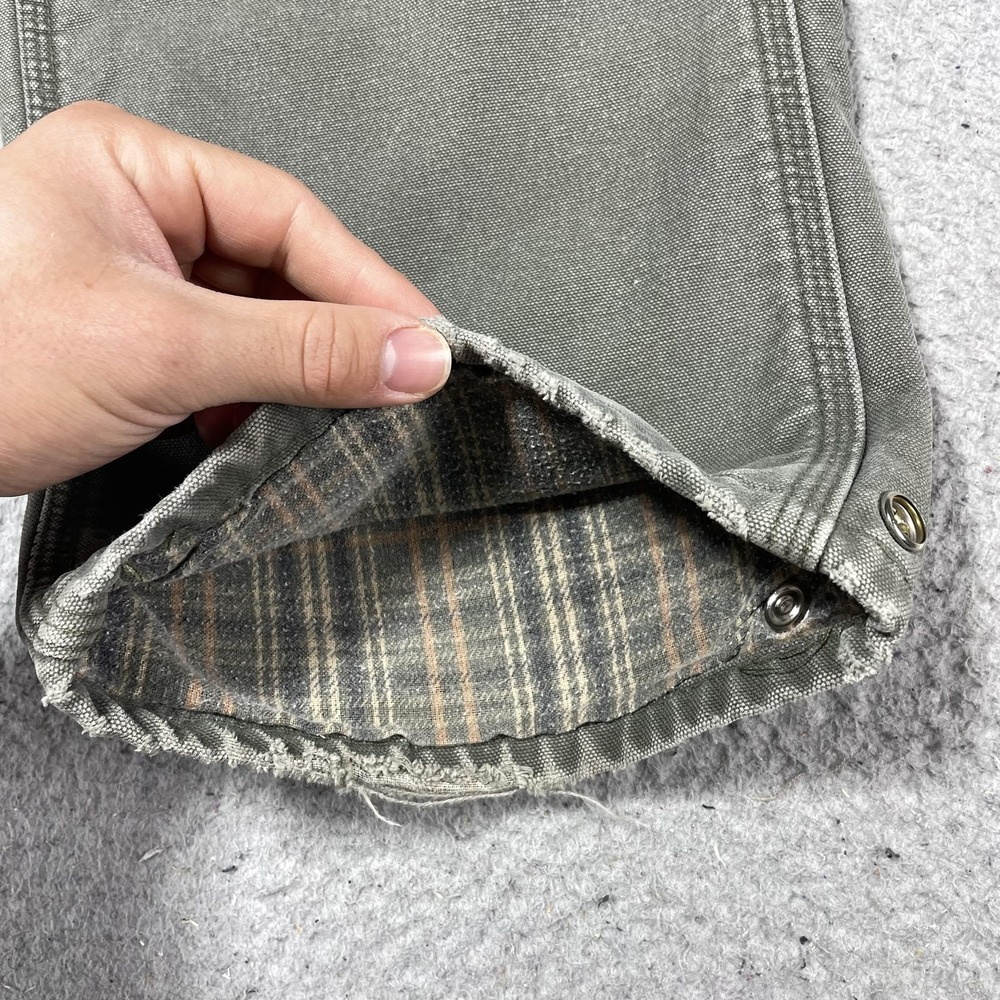 Carhartt Pants Mens 30x30 Green Flannel Lined Canvas Carpenter Relaxed Workwear - Picture 5 of 14